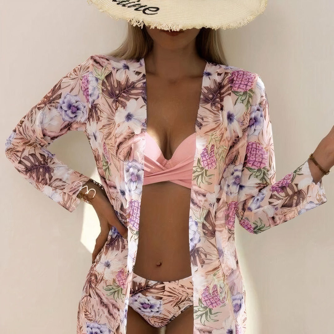 3-In-1-Bikini-Set With Floral Pattern (Bestseller)