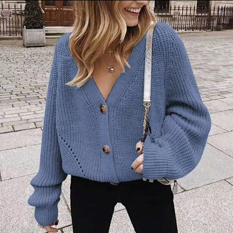 Knitted Cardigan With V-neck