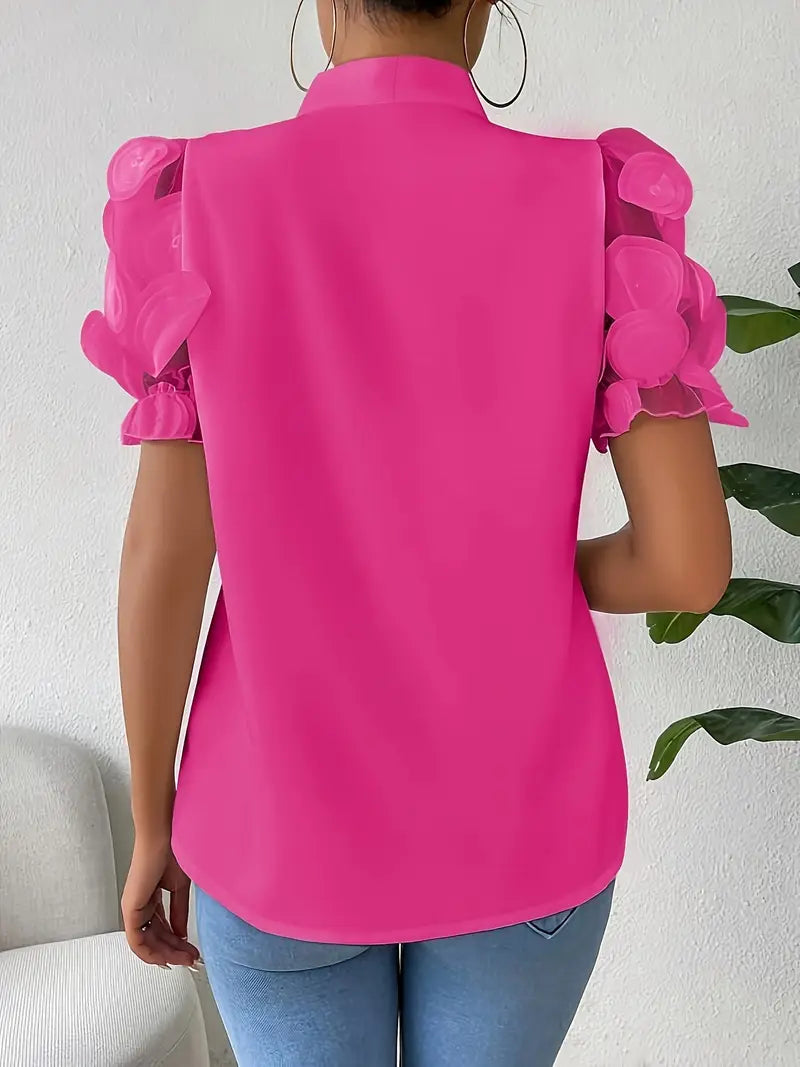 Blouse with Transparent Puff Sleeves