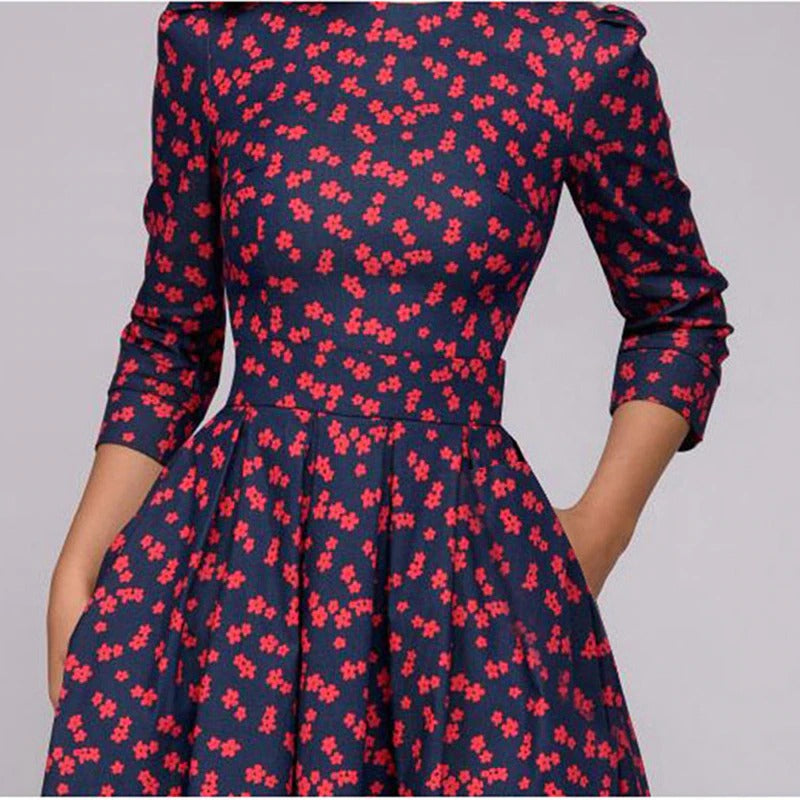 Floral Dress Three Quarter Sleeves
