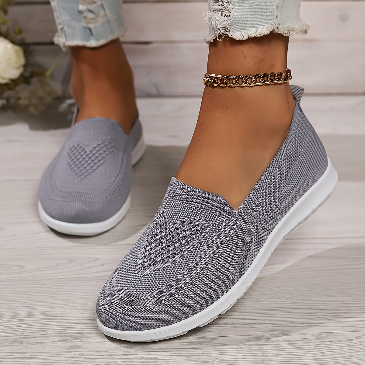 Lysse | Solid Color Knitted Sneakers For Women