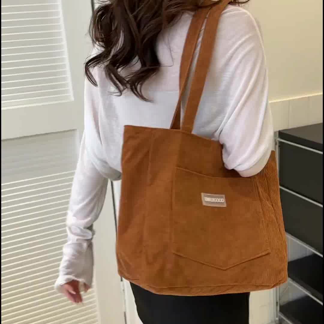 Elegant Women's Bag Made of High-quality Corduroy Vegan Leather