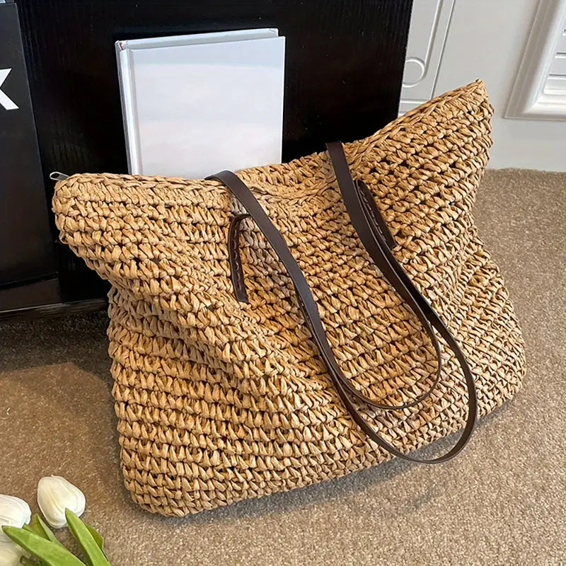 Large Woven Tote Bagbag In Bohemian-Beachy Style