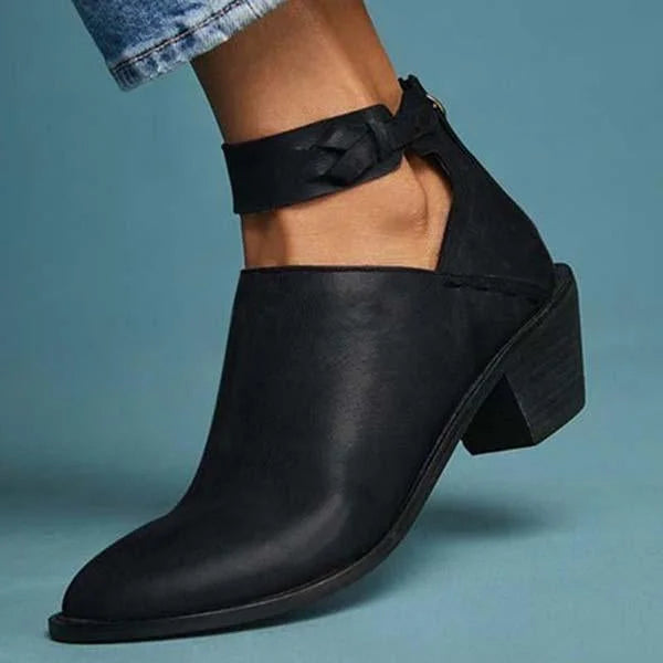 Comfortable Women's Shoes With Heel and Zipper.