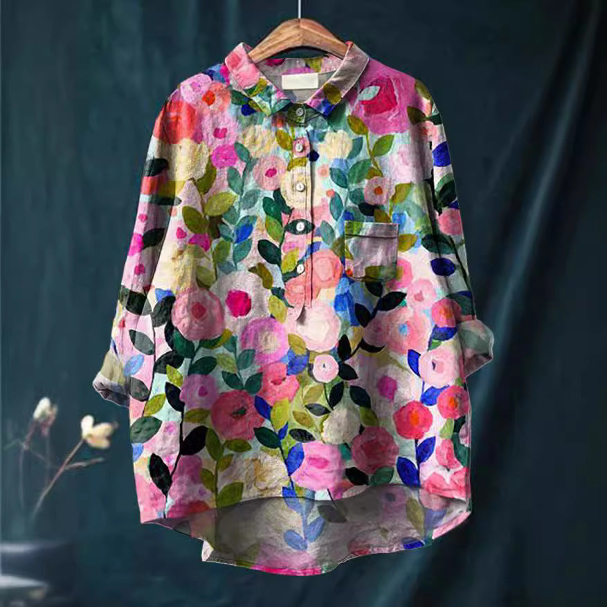 Blouse made of cotton and linen