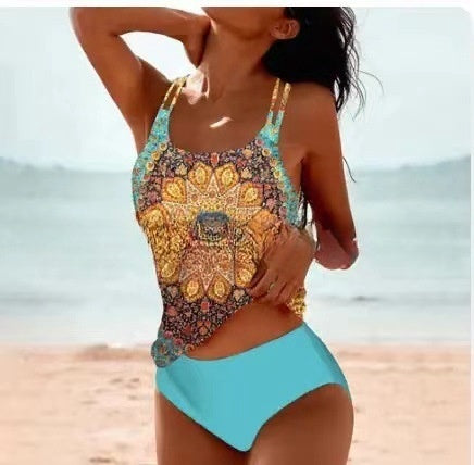 Stylish Printed Tankini Swimsuit