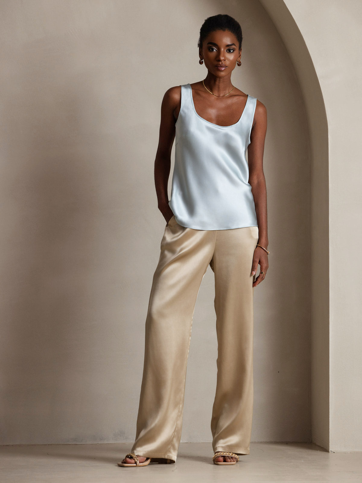 Silk U-Neck Tank Top