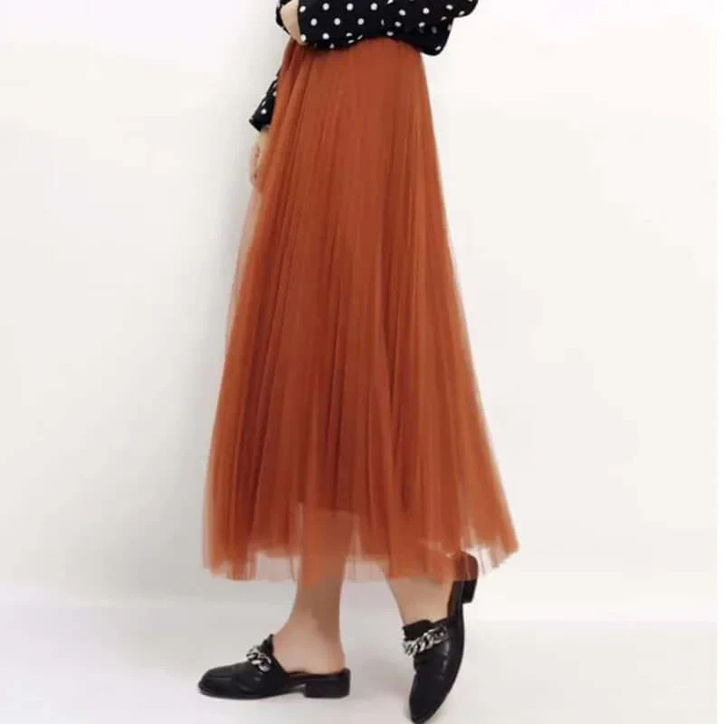 Women's Pleated Skirt Long Maxi