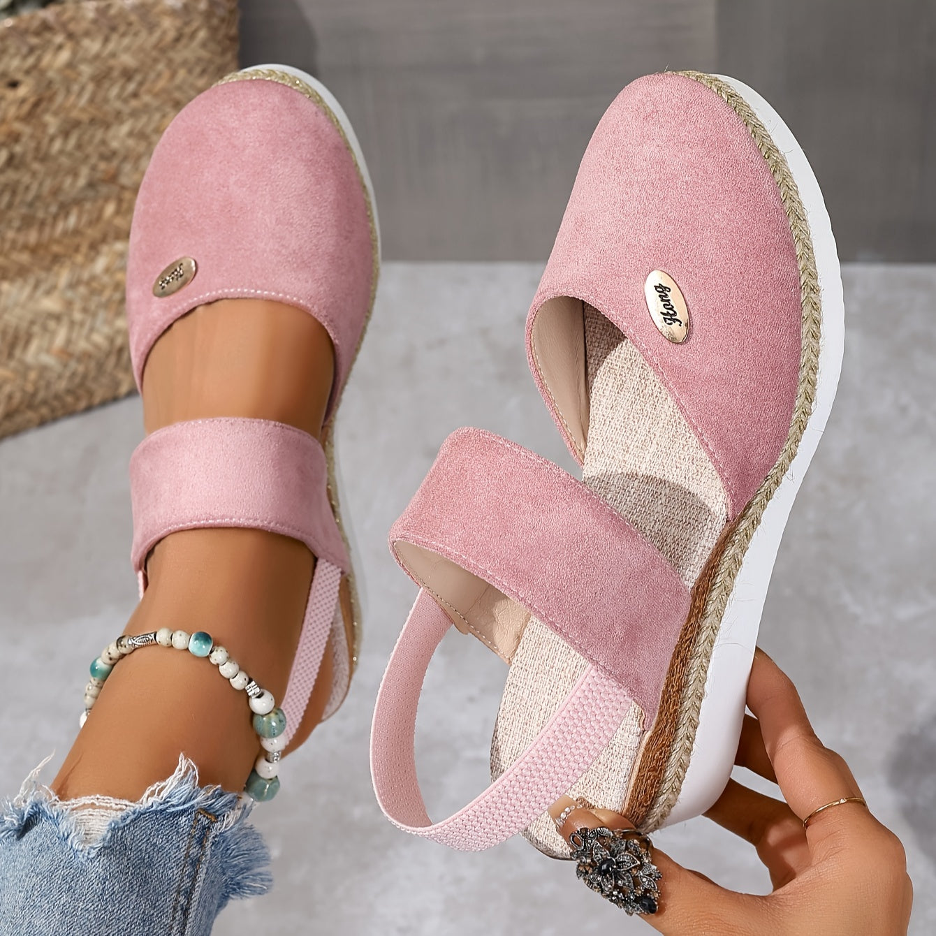 Women's Platform Sandals: Non-slip, Closed Toe, Elastic Strap