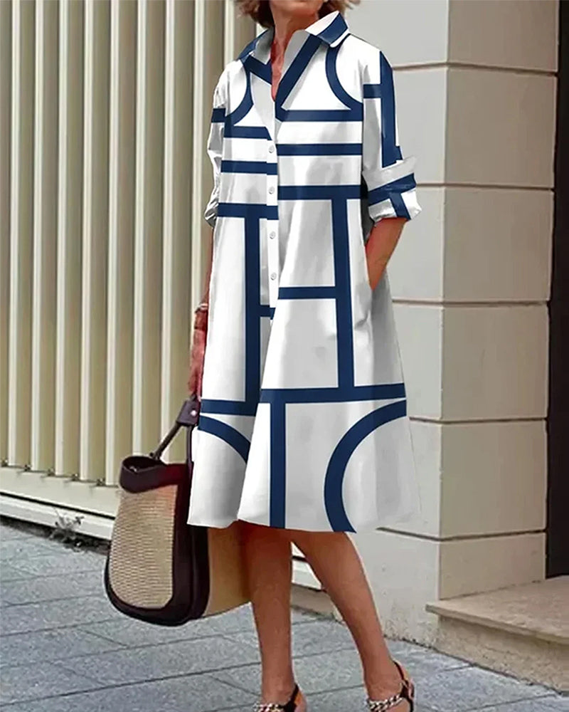 Dress with pockets and geometric print
