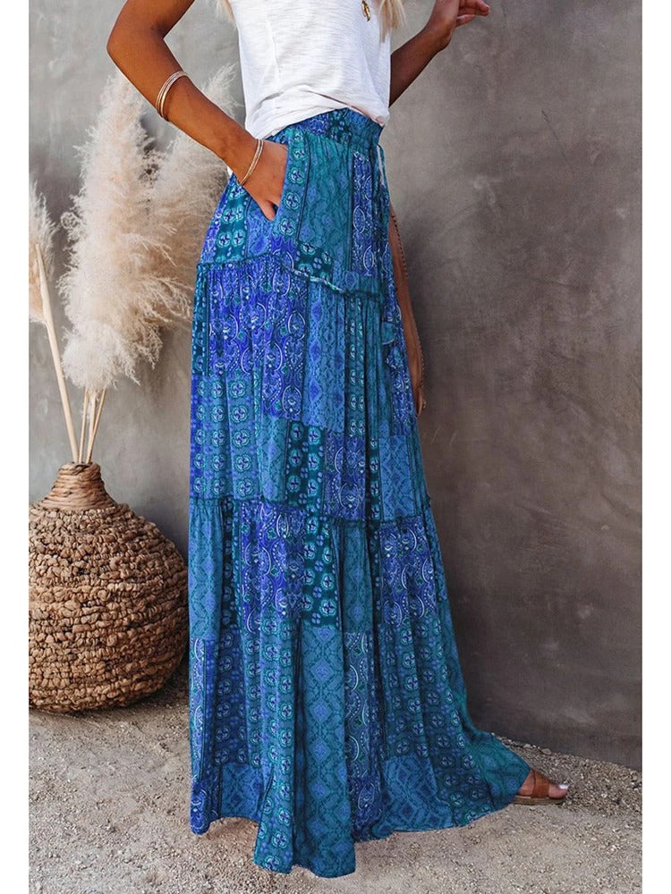 Retro Chic Bohemian Maxi Skirt