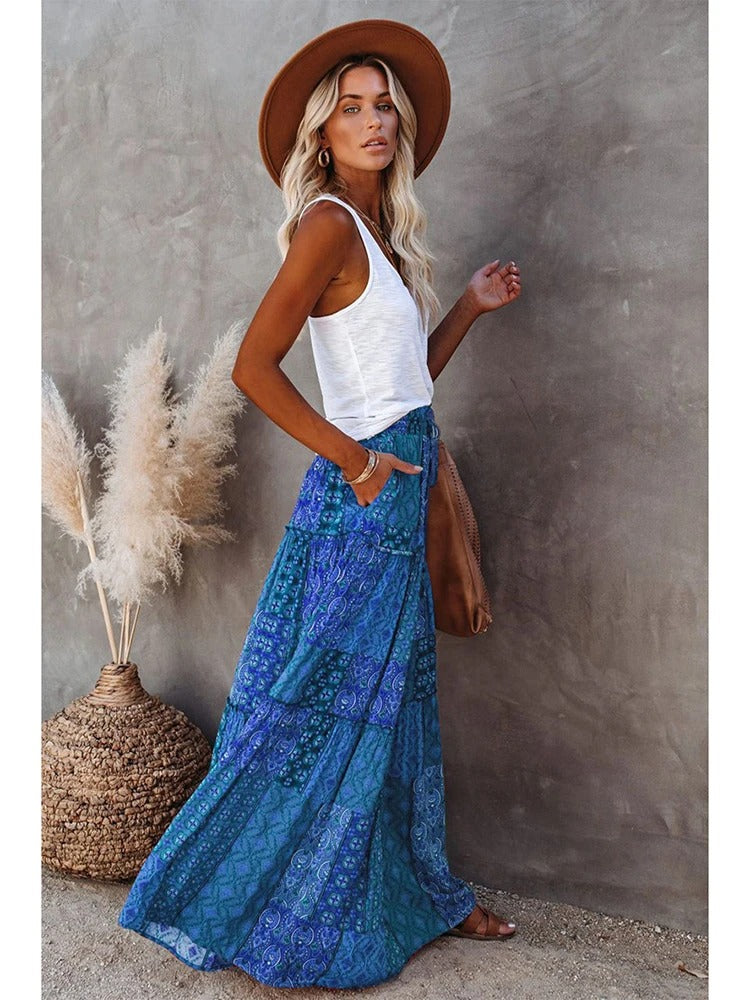 Retro Chic Bohemian Maxi Skirt