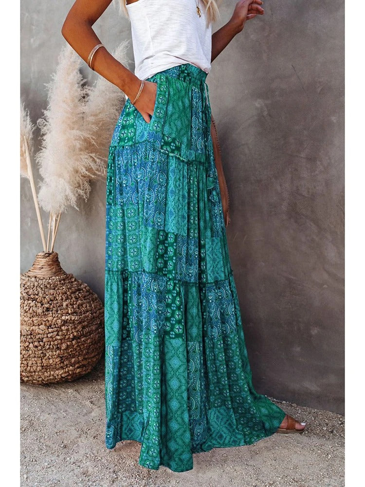 Retro Chic Bohemian Maxi Skirt