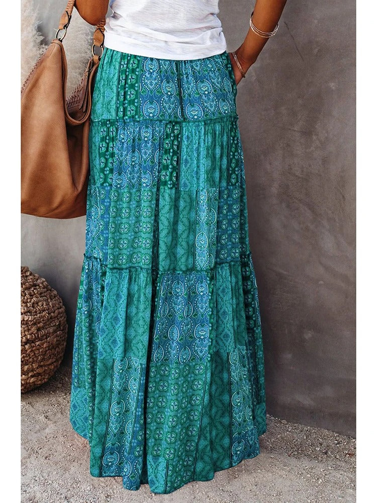 Retro Chic Bohemian Maxi Skirt