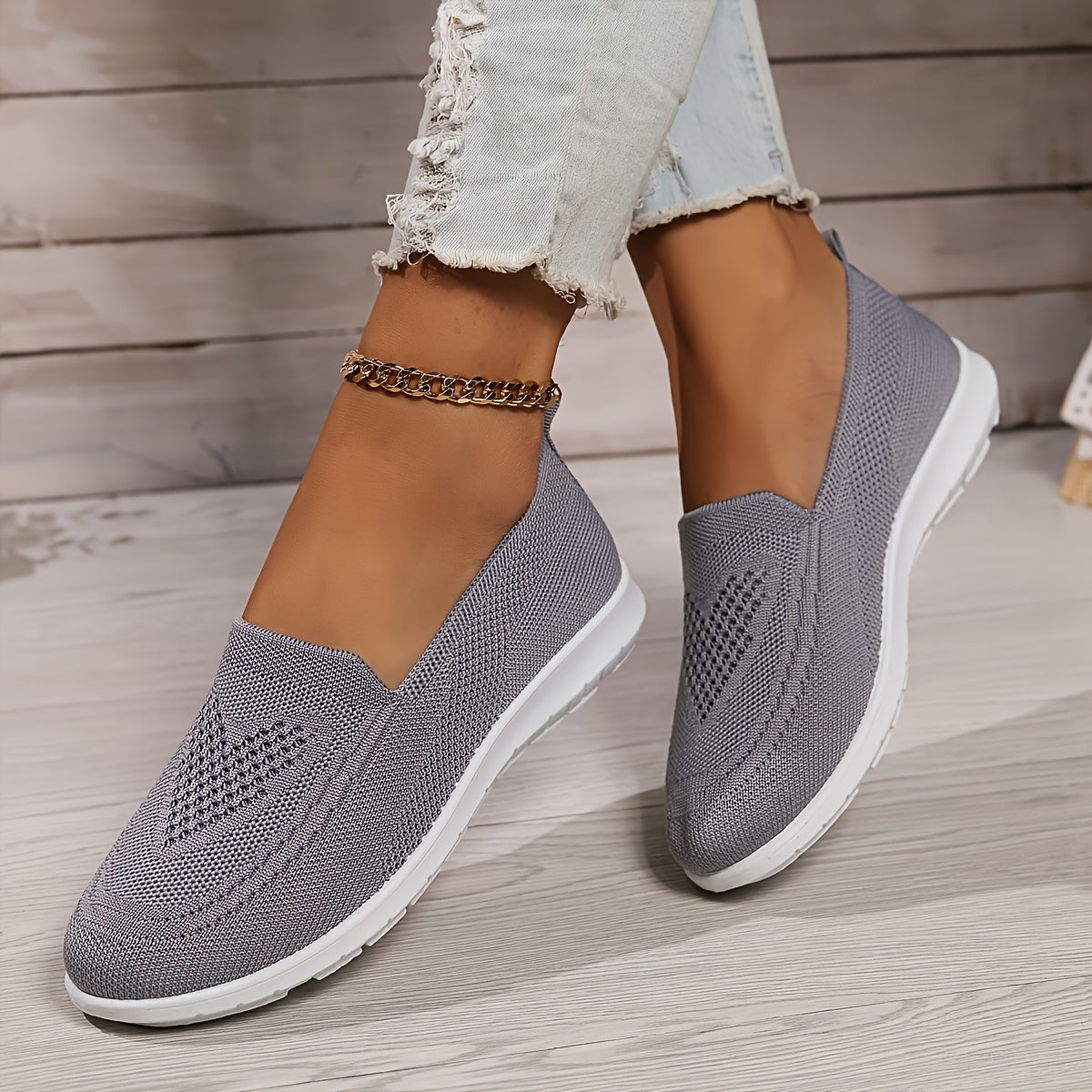 Lysse | Solid Color Knitted Sneakers For Women