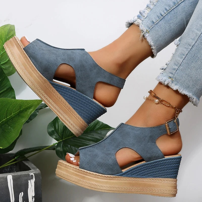 Buckle Wedge Sandals
