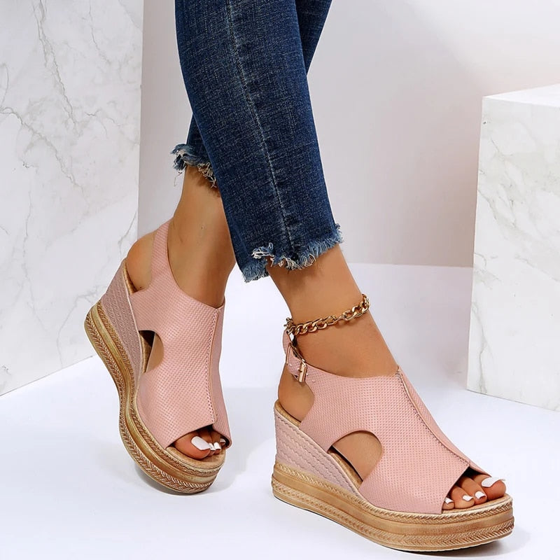 Buckle Wedge Sandals