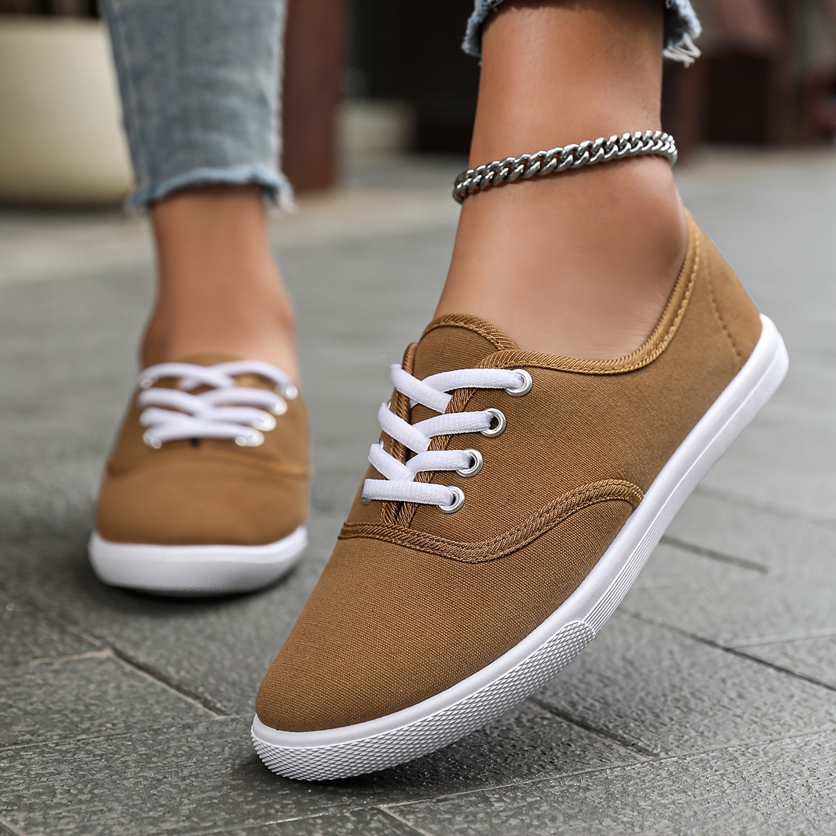 Comfortable Low Canvas Lace-Up Shoes