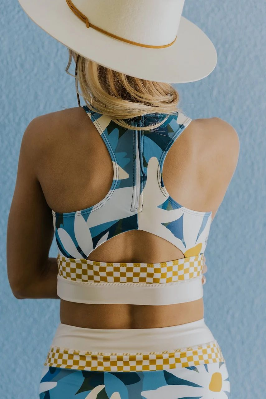 Striped Zipper-Back Chic Bikini Set