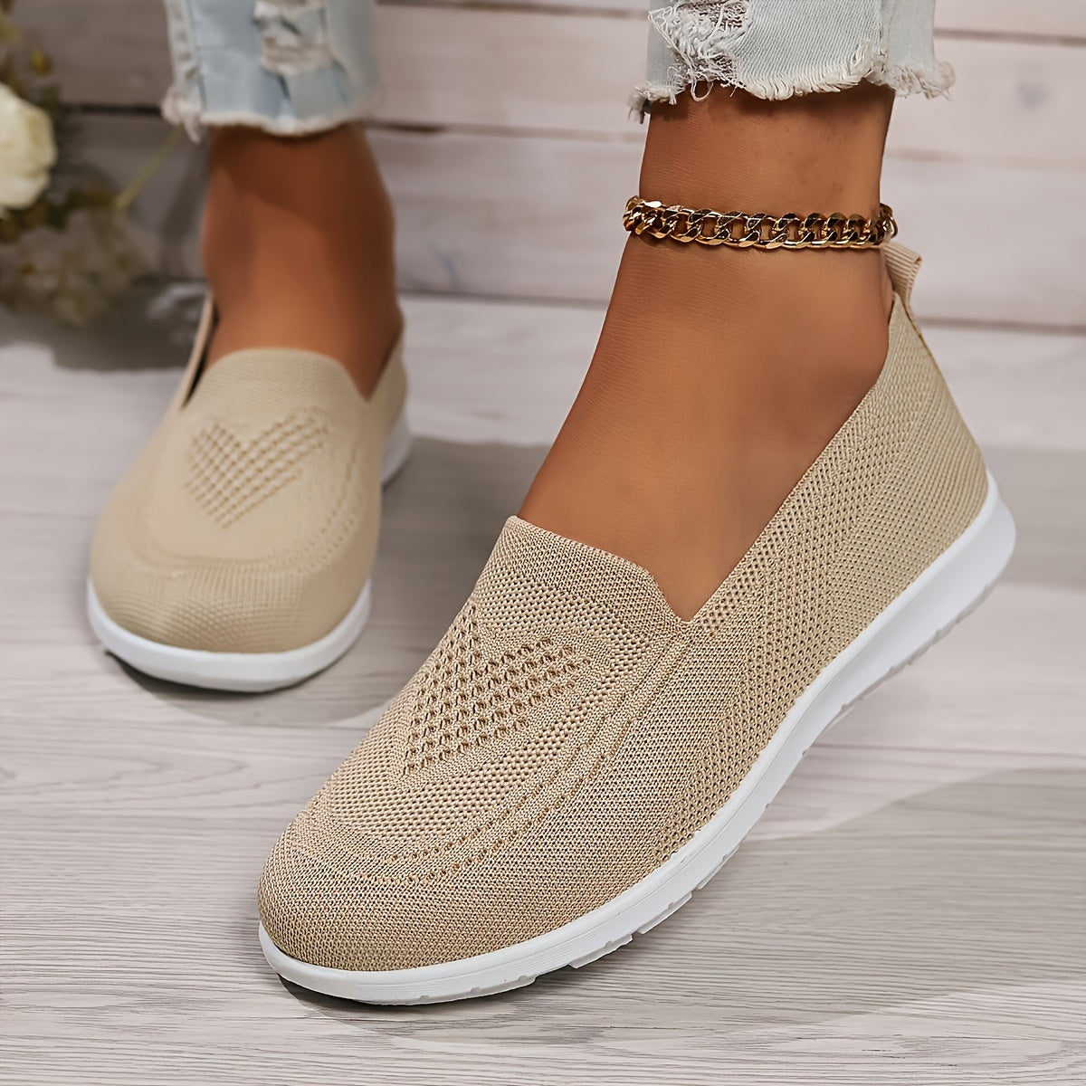 Lysse | Solid Color Knitted Sneakers For Women
