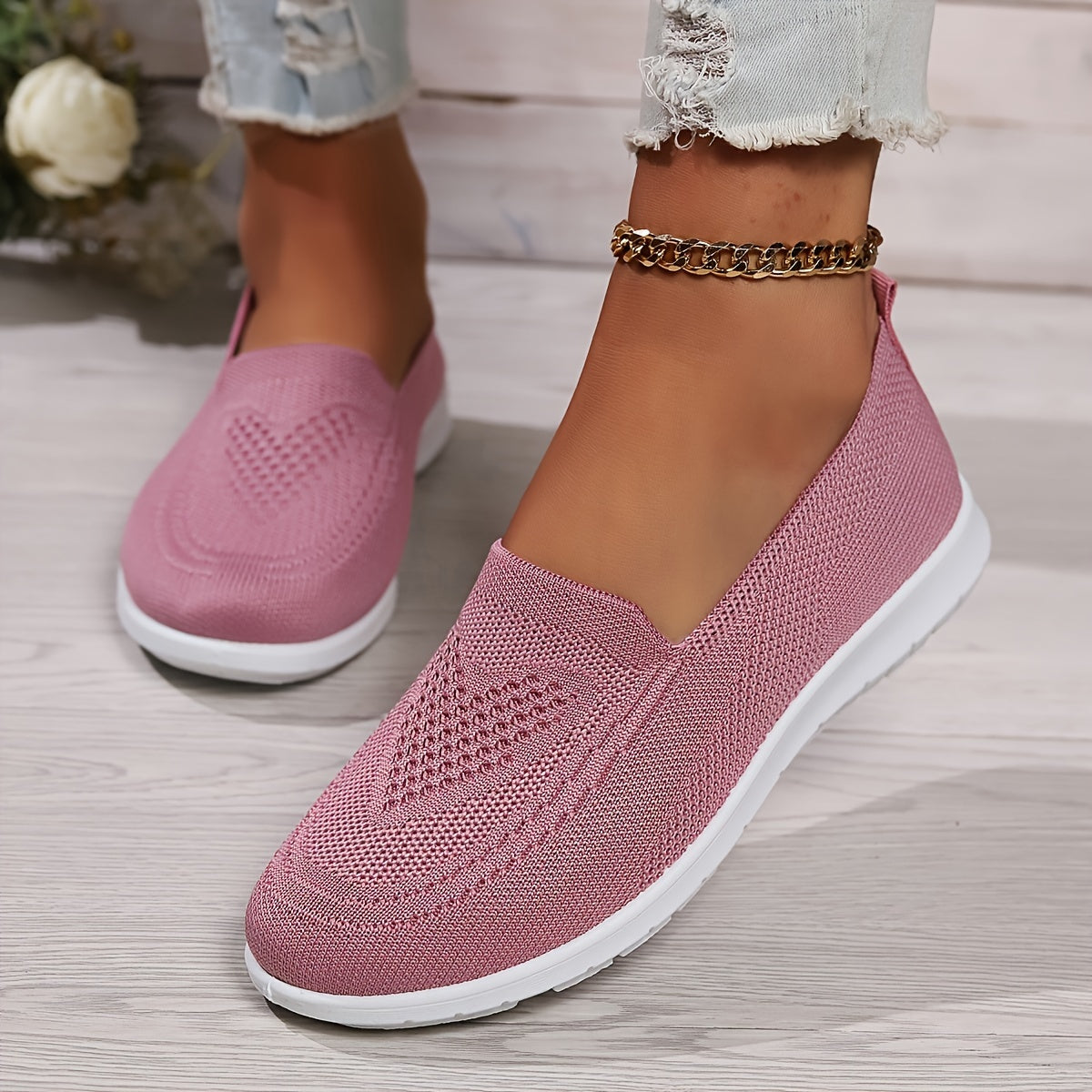 Lysse | Solid Color Knitted Sneakers For Women