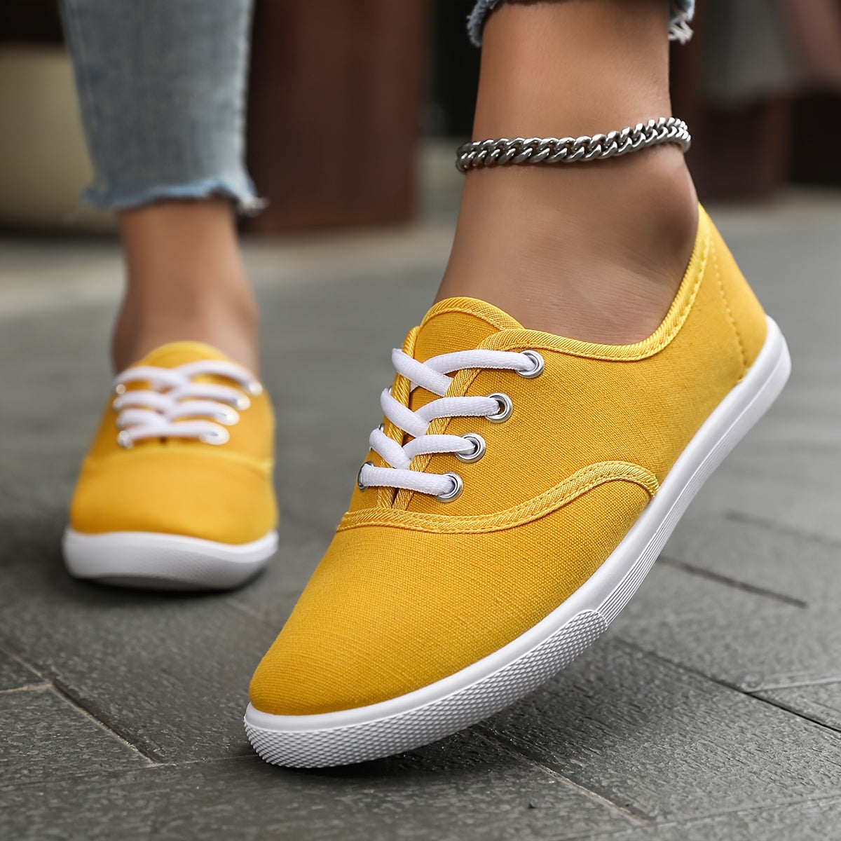 Comfortable Low Canvas Lace-Up Shoes