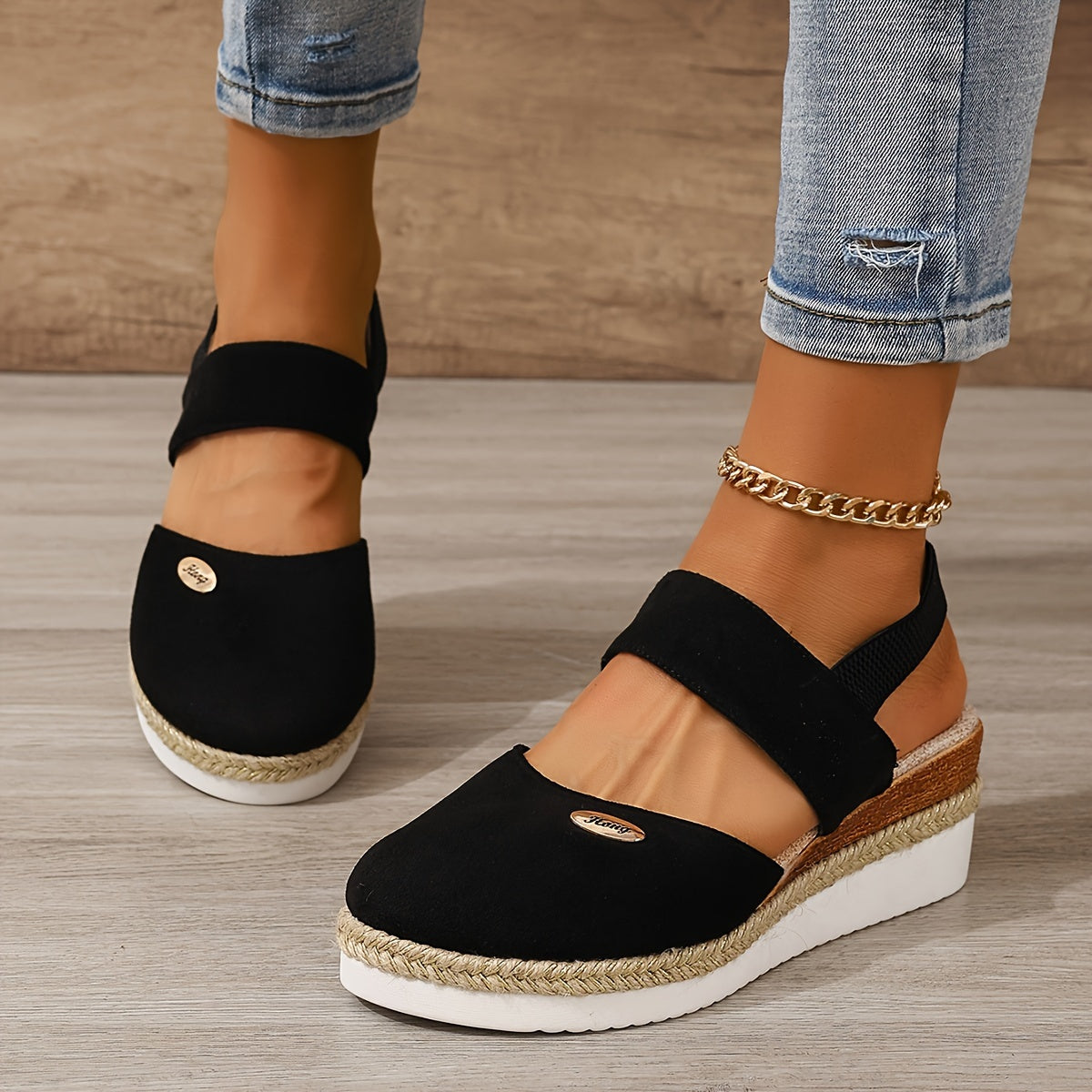 Women's Platform Sandals: Non-slip, Closed Toe, Elastic Strap