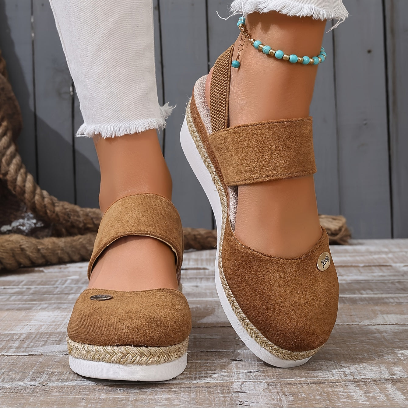 Women's Platform Sandals: Non-slip, Closed Toe, Elastic Strap