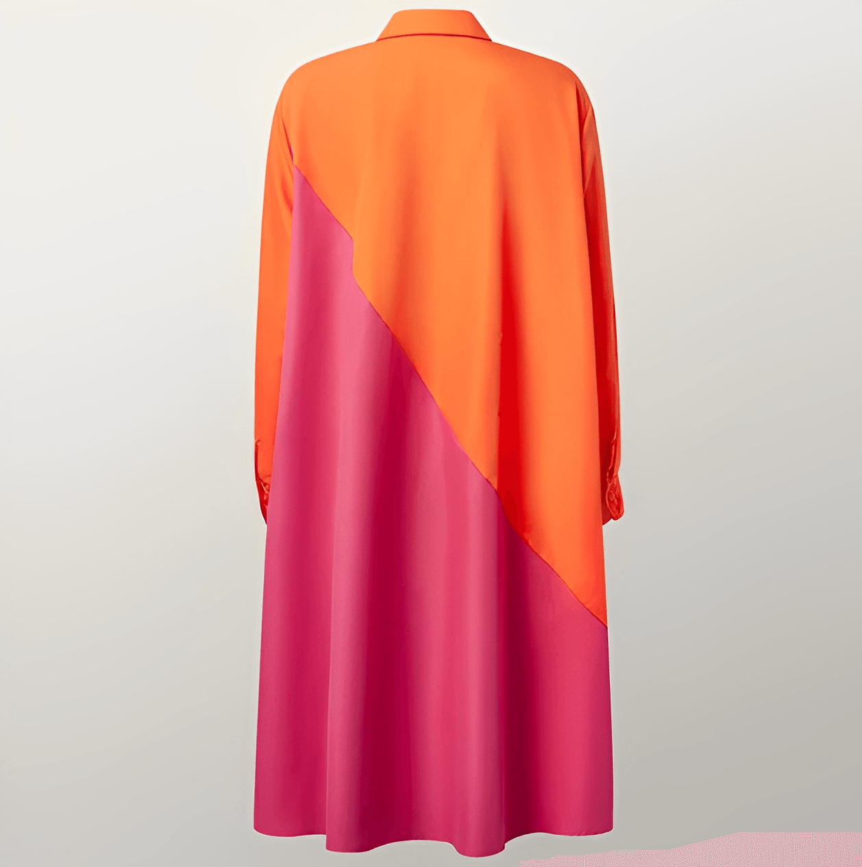 Shirt Dress With Lapel Collar & Three-Quarter Sleeves