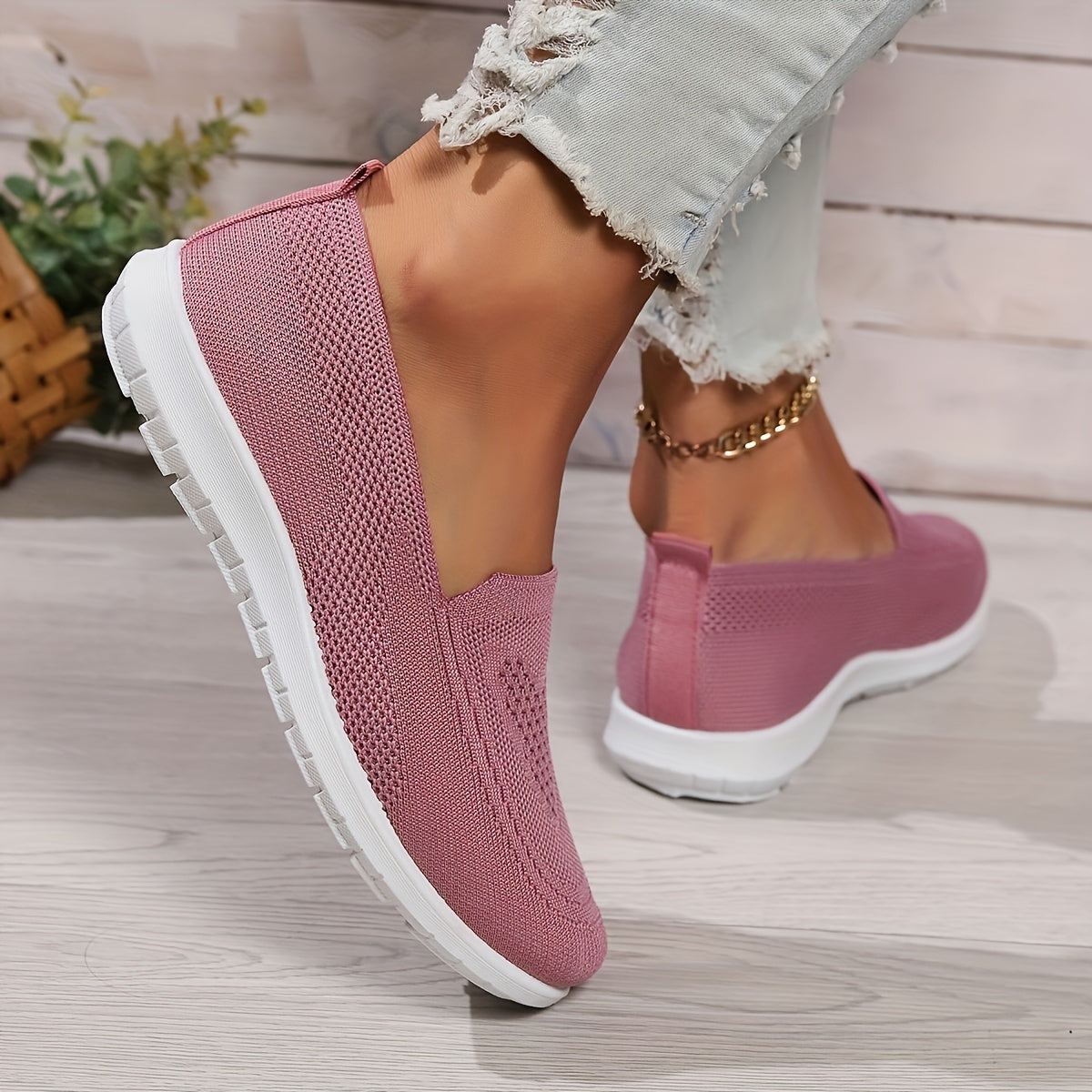Lysse | Solid Color Knitted Sneakers For Women