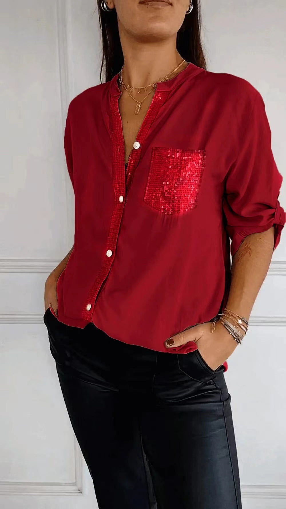Lysse Fashion | Glitter Blouse With Sequin Pocket
