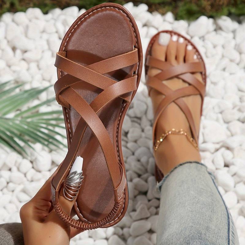 Crisscross Flat Sandals With Non-slip Straps