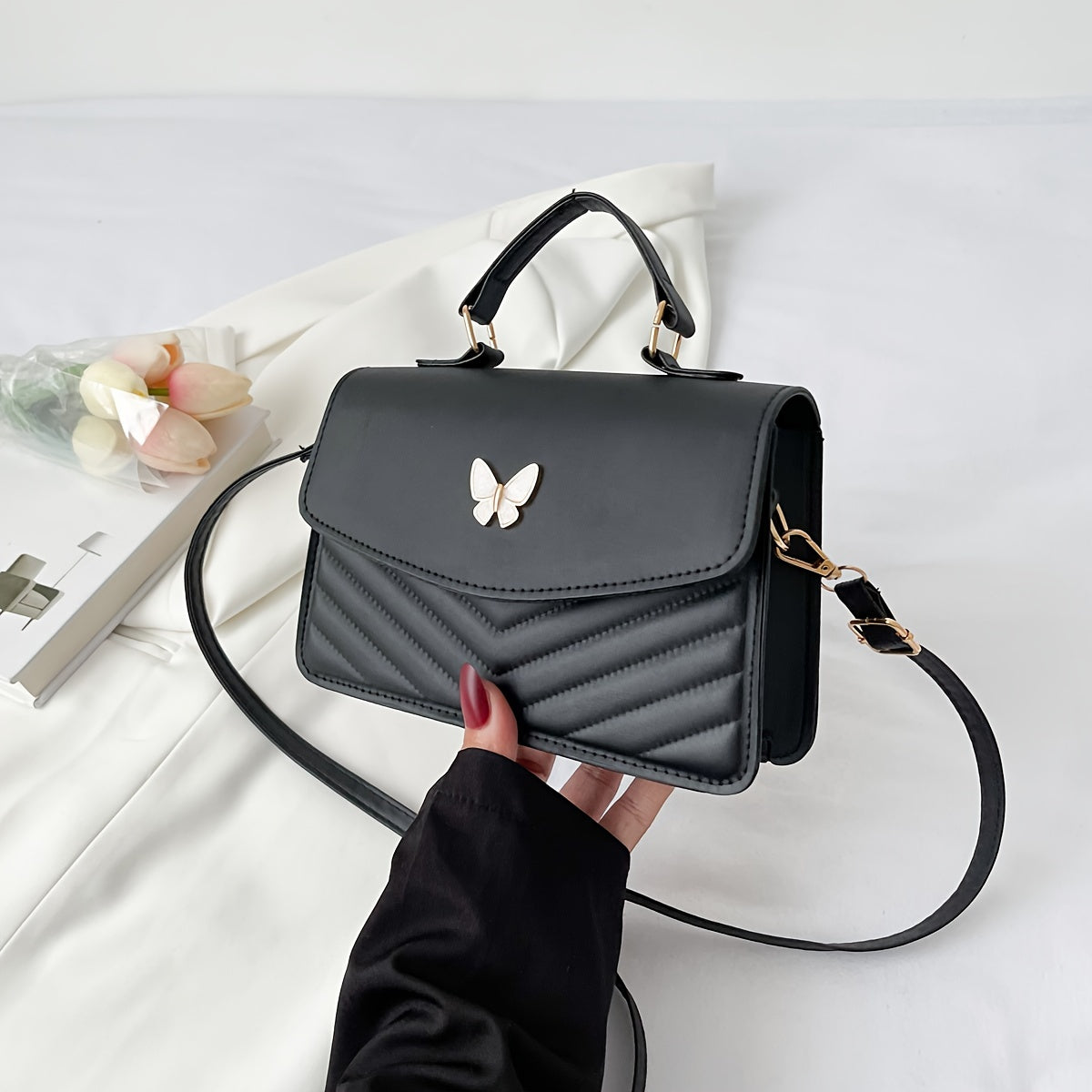 Fashionable Solid Color Shoulder Bag and Crossbody Bag
