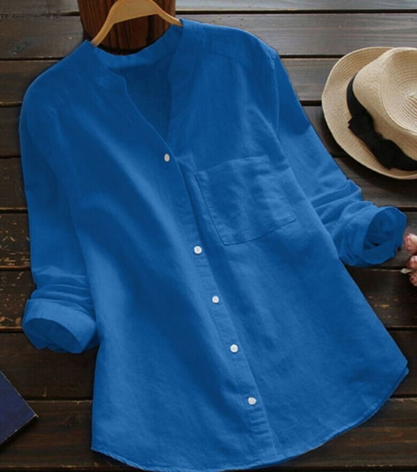 Stylish Long-Sleeve Linen Blouse