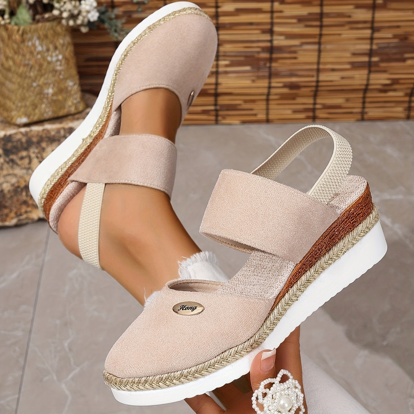Women's Platform Sandals: Non-slip, Closed Toe, Elastic Strap