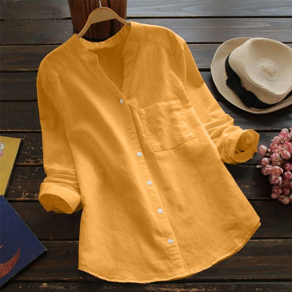 Stylish Long-Sleeve Linen Blouse