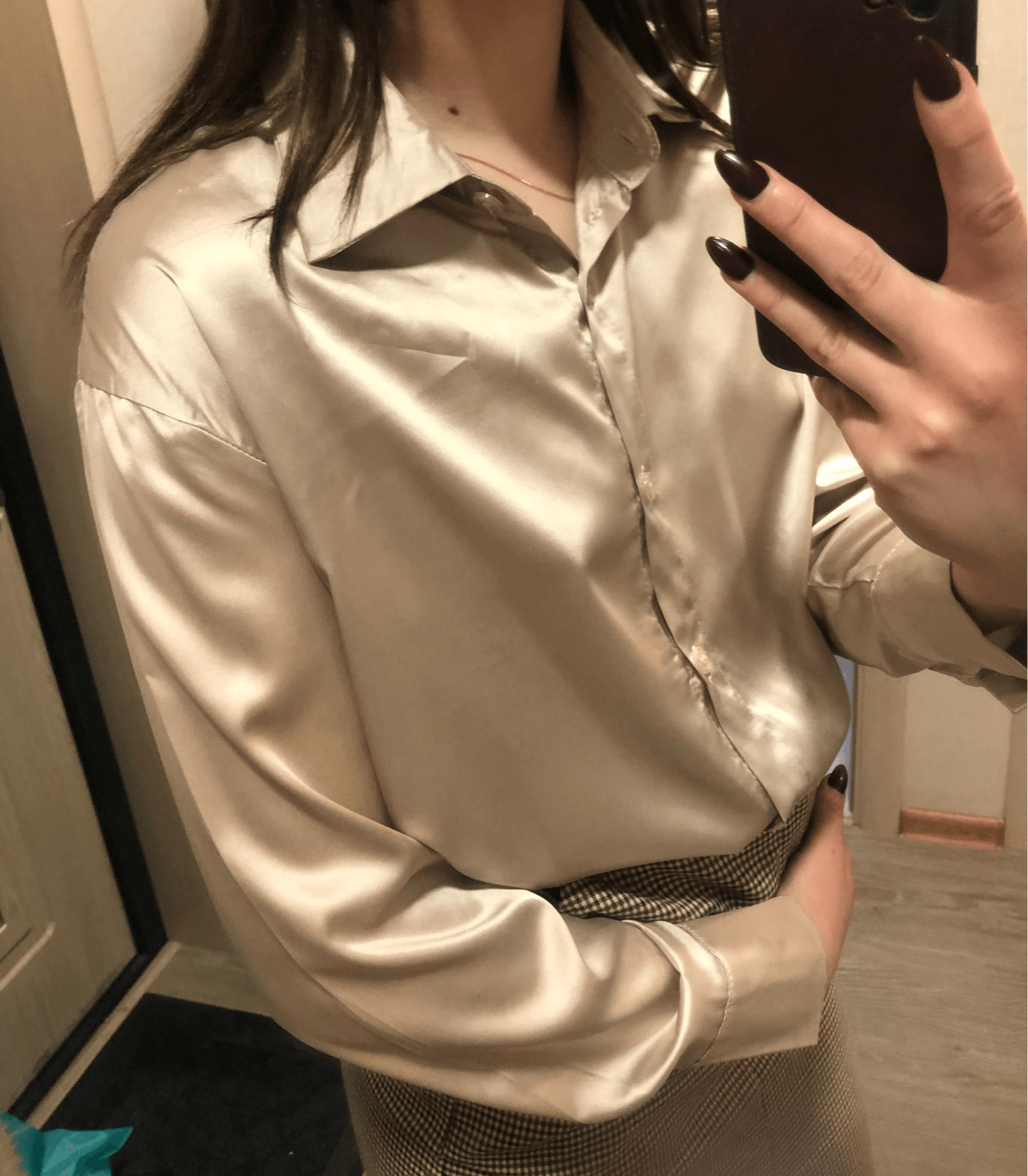 Buttoned Satin Silk Blouse