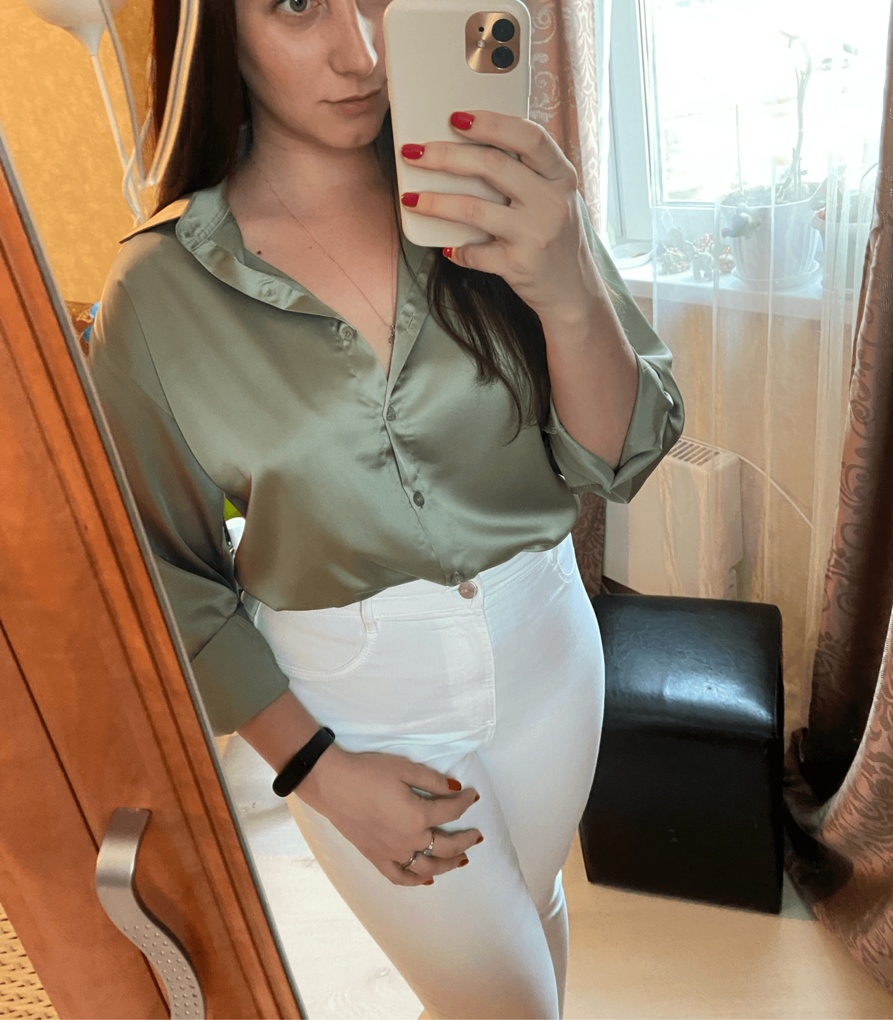 Buttoned Satin Silk Blouse