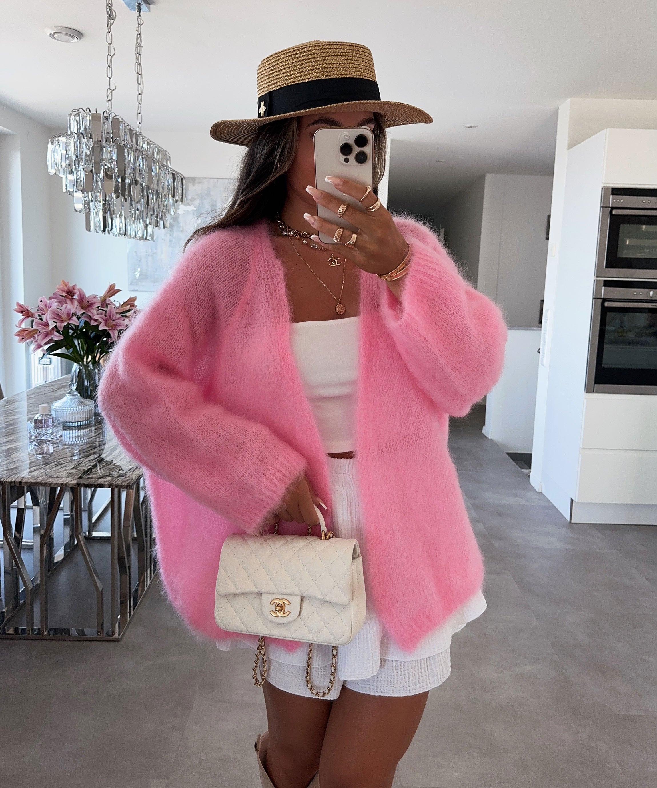 Kid Mohair Cardigan Baby pink