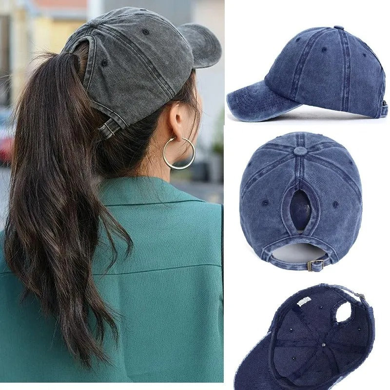 Ponytail Baseball Cap With Breathable Comfort and Uv Protection