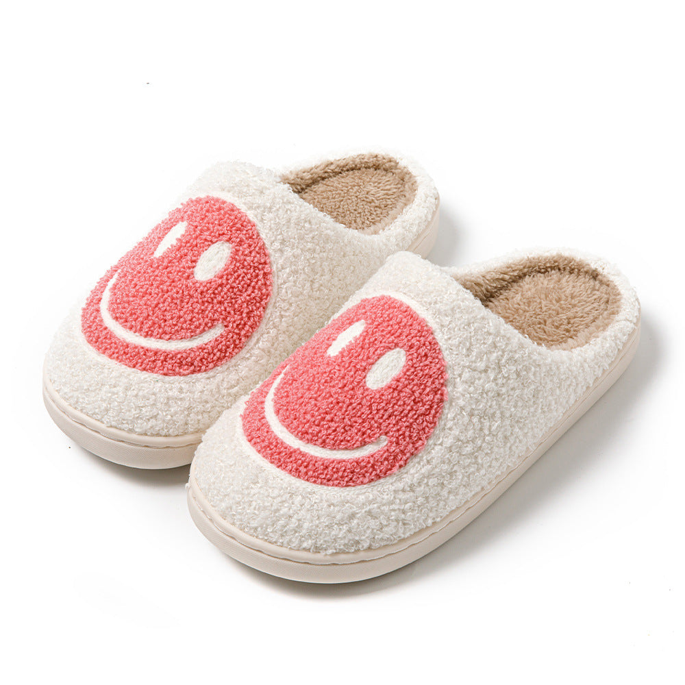 Large Smiley Pattern Fur Slippers