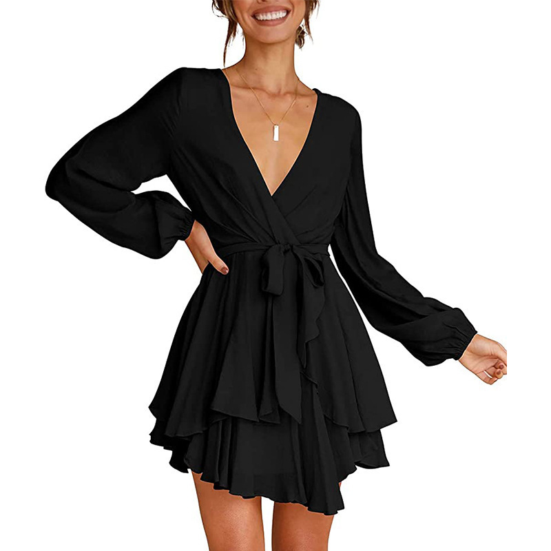 Gwendress With V-Neck And Lantern Sleeves