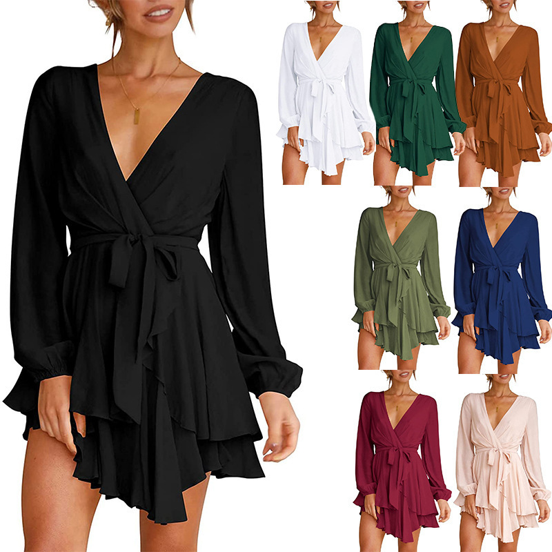 Gwendress With V-Neck And Lantern Sleeves