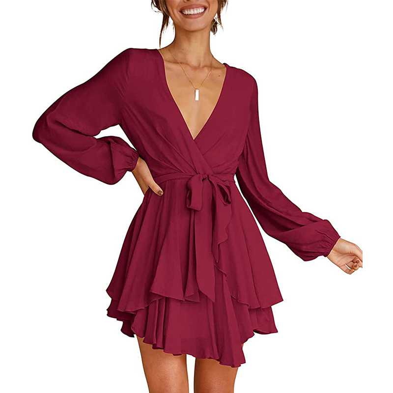 Gwendress With V-Neck And Lantern Sleeves