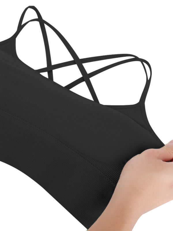 3-Pack Women's Sports Bra Padded Crisscross Yoga Bra Seamless Medium Impact Fitness Activewear