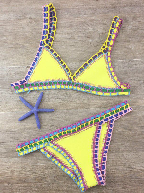 Hand-crocheted Bikini Knit Panel Swimsuit Set