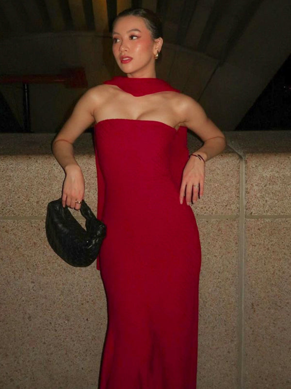 Wrap hem scarf dress