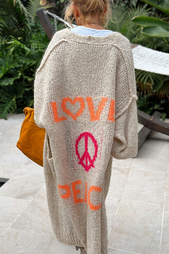 Lysse | Oversize Cardigan With Love & Peace Motif