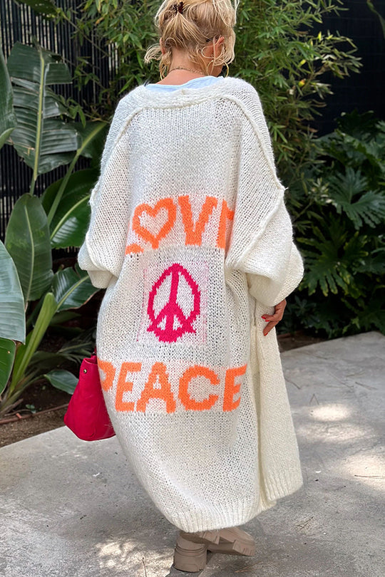 Lysse | Oversize Cardigan With Love & Peace Motif