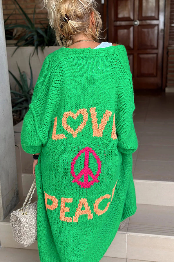 Lysse | Oversize Cardigan With Love & Peace Motif